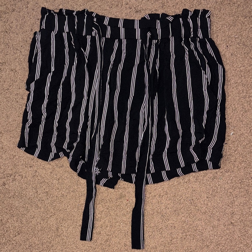 Striped Black and White Women's Shorts